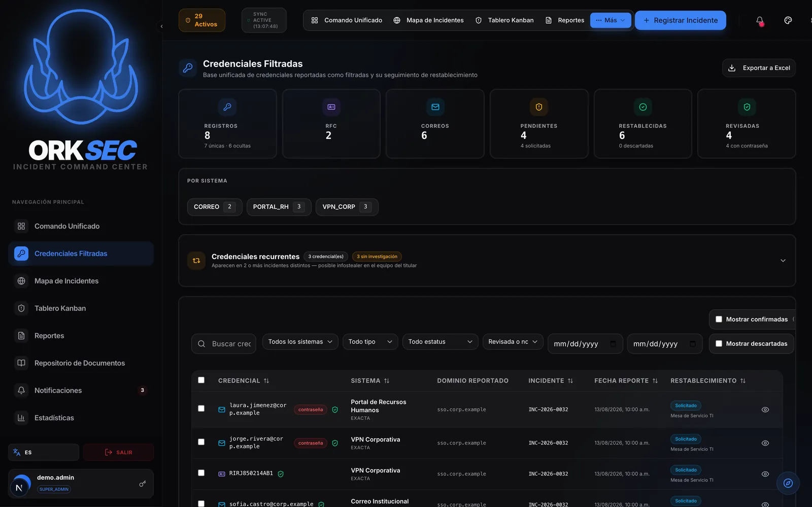 Leaked credentials tracking