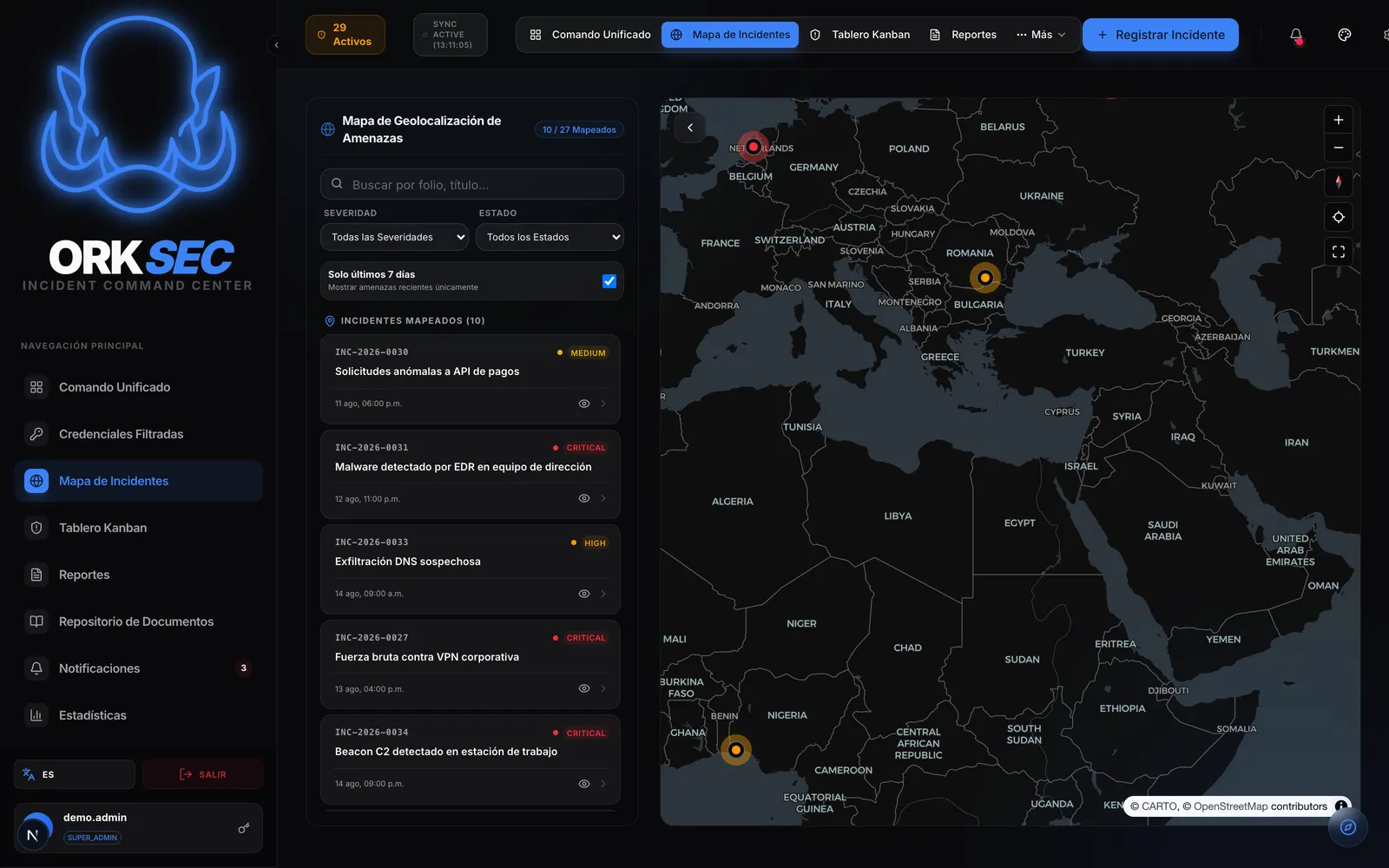 Geographic attack map